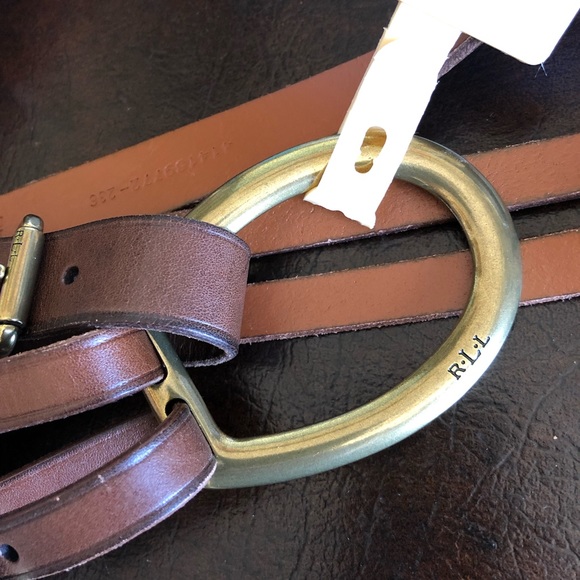 Ralph Lauren Vachetta Tri-Strap 100% Leather Belt - Picture 2 of 5